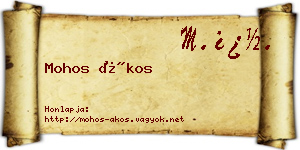 Mohos Ákos névjegykártya
